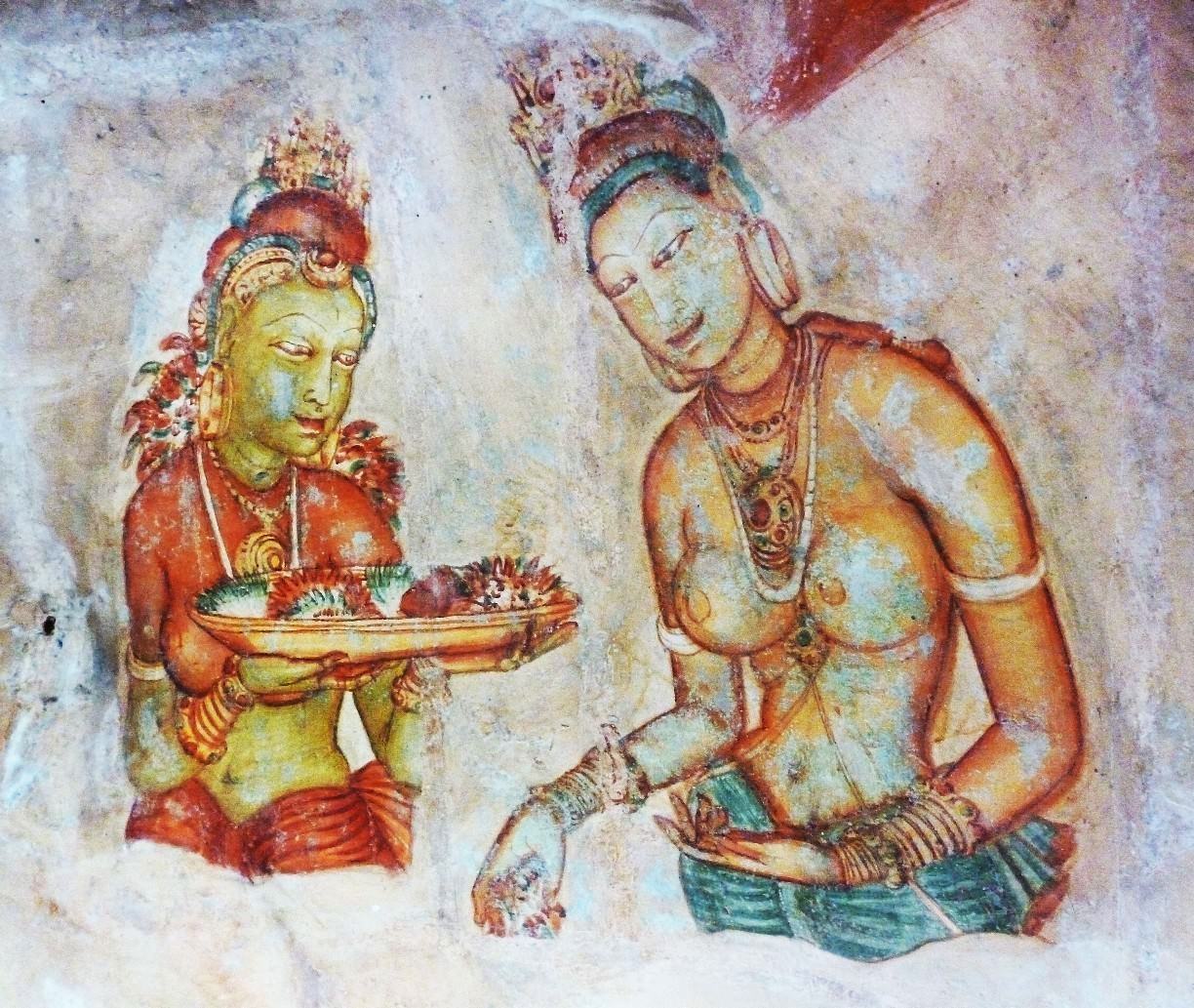 Rock paintings on Sigiriya Rock Fortress